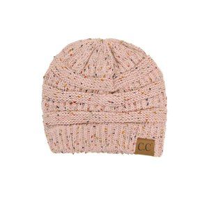 CC C.C Pink Confetti Cable Knit Beanie Hat Cap